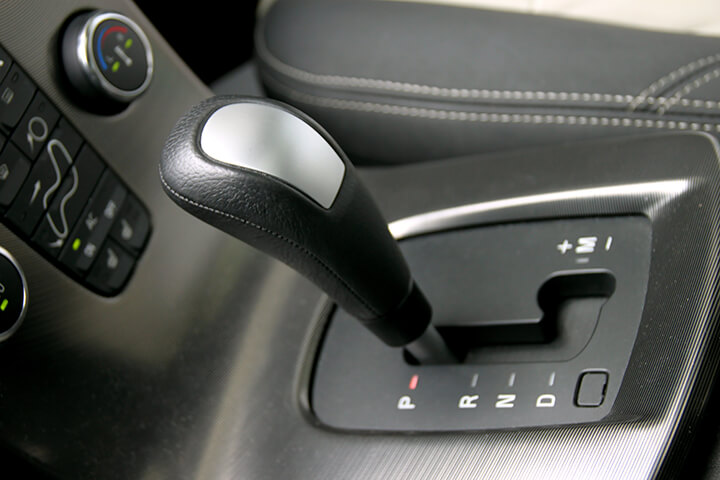 Car gear shift in the parked position