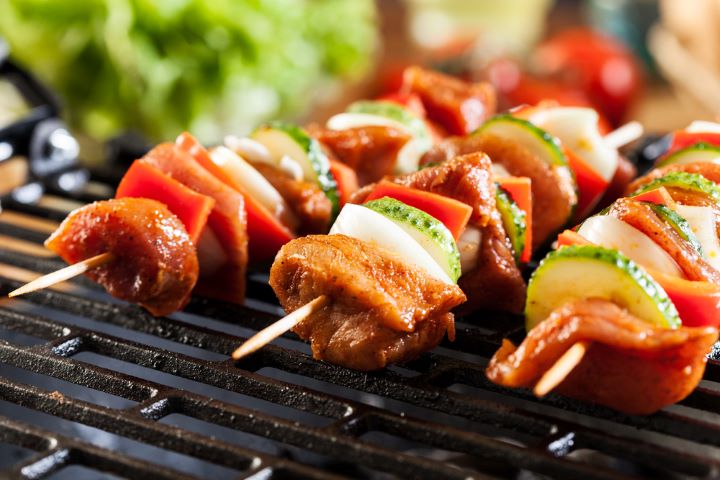 Grilling beef kebobs