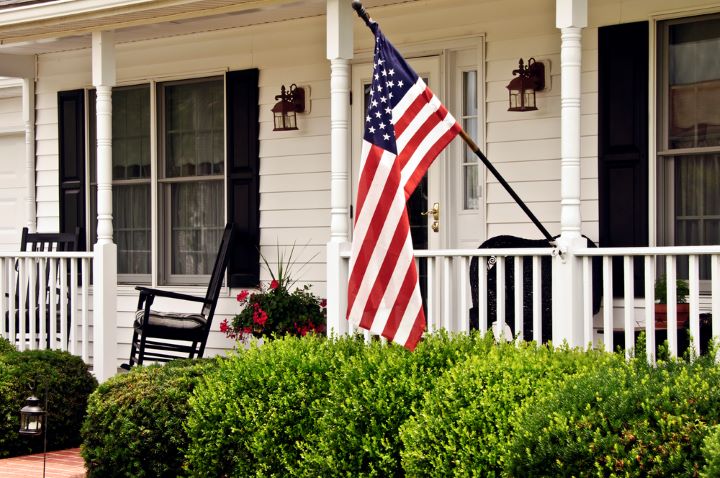 house with American flag