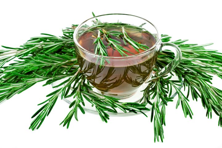 cup of tea with rosemary sprigs