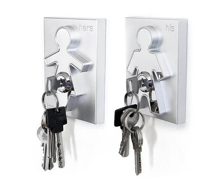 wall mounted his and hers keychain holders