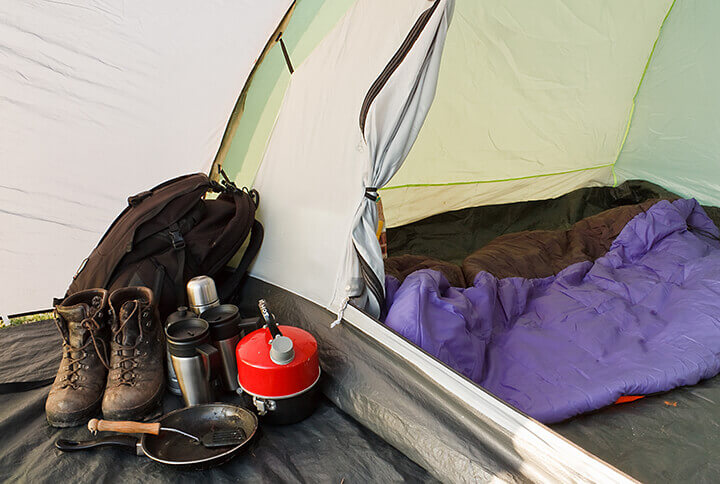 inside of a tent