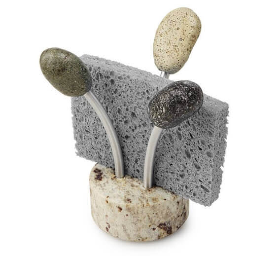 kitchen sponge holder crafted from sea stone