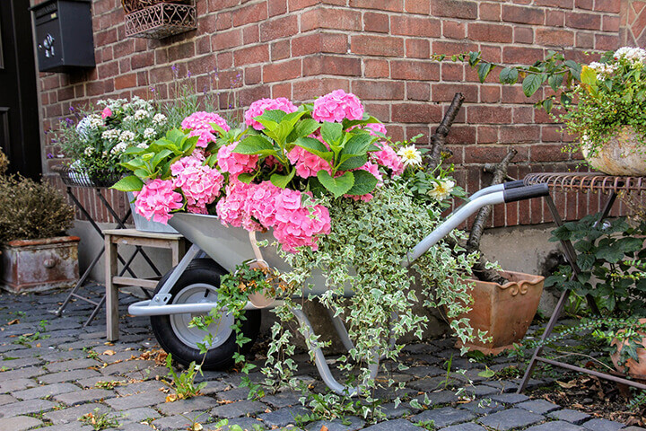 diy yard wheelbarrow flower bed