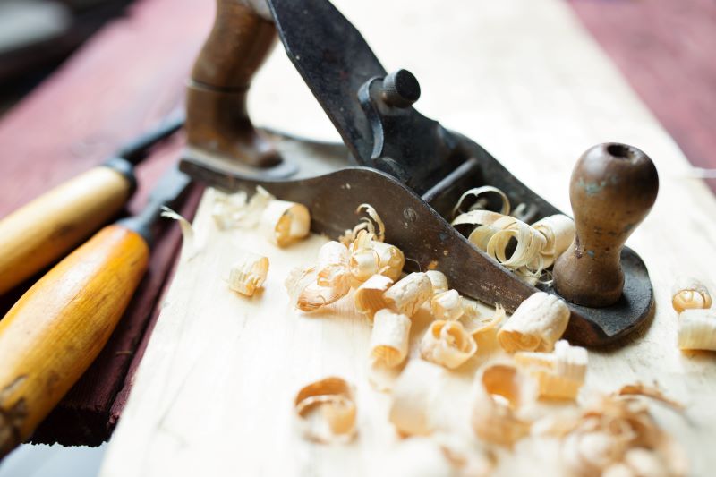 Wood shavings from plane