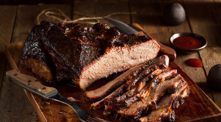 Smoked meat on table