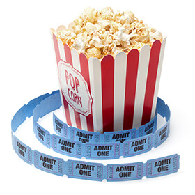 ticket stubs and popcorn